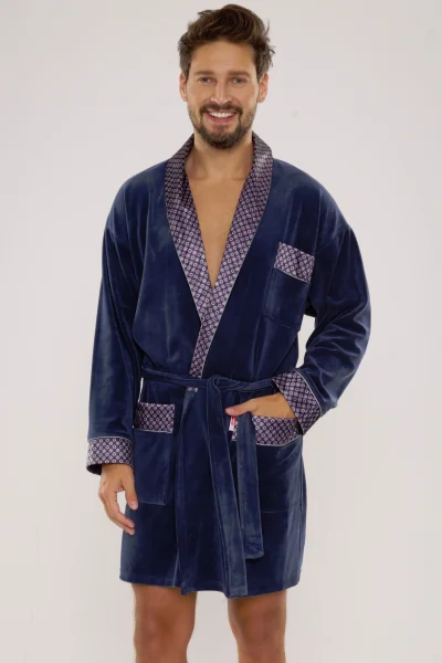 Pánský župan 772 Bonjour - bavlna - Modrá