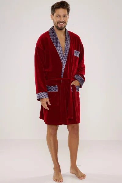 Pánský župan 772 Bonjour - bavlna - Bordó