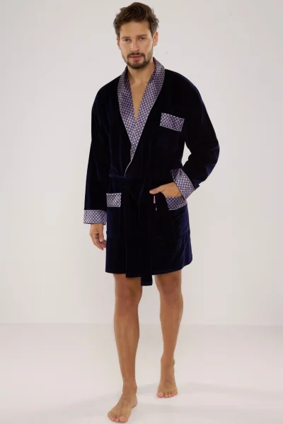 Pánský župan 772 Bonjour - bavlna - Tmavě modrá