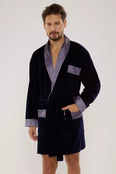 Pánský župan 772 Bonjour - bavlna - Tmavě modrá
