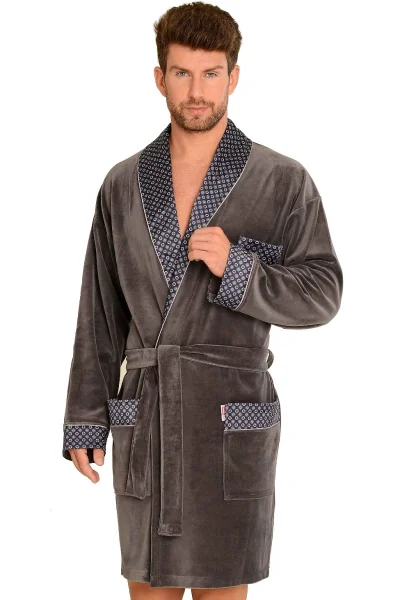 Pánský župan 772 Bonjour - bavlna - Tmavě šedá