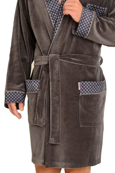 Pánský župan 772 Bonjour - bavlna - Tmavě šedá