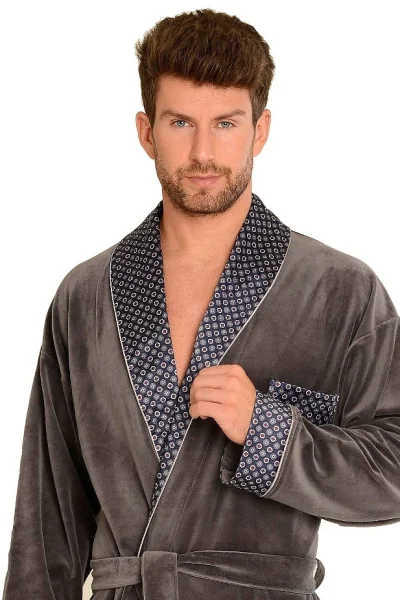 Pánský župan 772 Bonjour - bavlna - Tmavě šedá