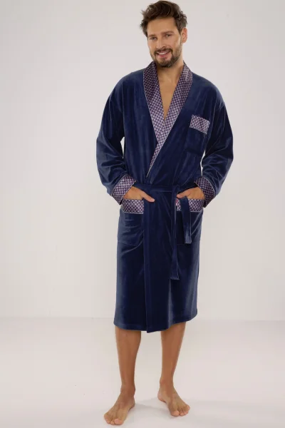 Pánský župan 773 Bonjour - bavlna - Modrá