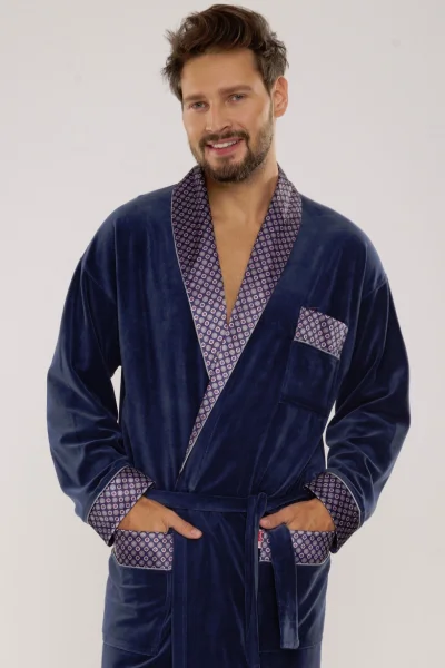 Pánský župan 773 Bonjour - bavlna - Modrá