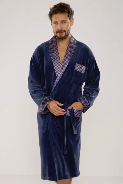 Pánský župan 773 Bonjour - bavlna - Modrá