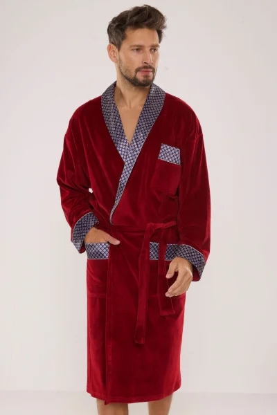 Pánský župan 773 Bonjour - bavlna - Bordó