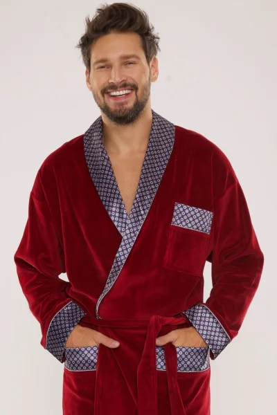 Pánský župan 773 Bonjour - bavlna - Bordó