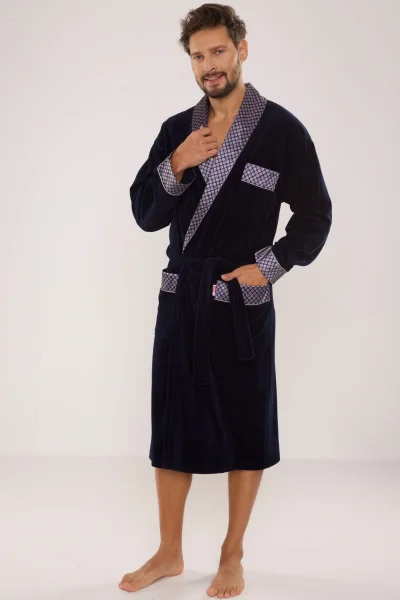 Pánský župan 773 Bonjour - bavlna - Tmavě modrá