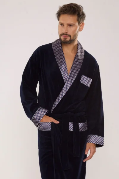 Pánský župan 773 Bonjour - bavlna - Tmavě modrá