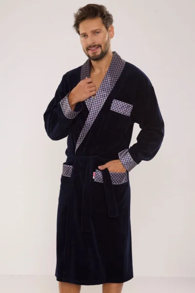 Pánský župan 773 Bonjour - bavlna - Tmavě modrá