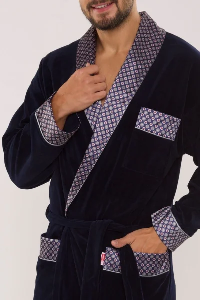 Pánský župan 773 Bonjour - bavlna - Tmavě modrá