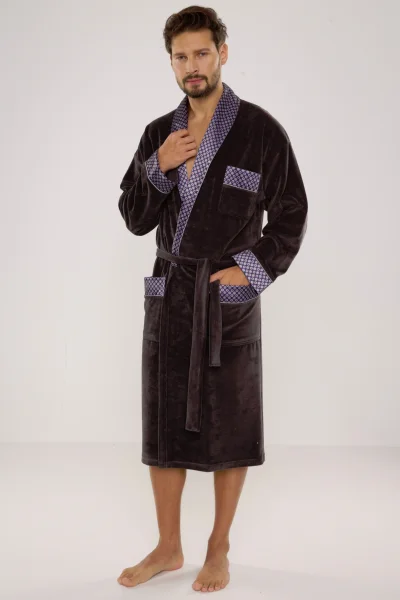 Pánský župan 773 Bonjour - bavlna - Tmavě šedá