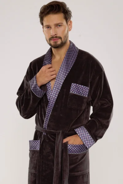 Pánský župan 773 Bonjour - bavlna - Tmavě šedá