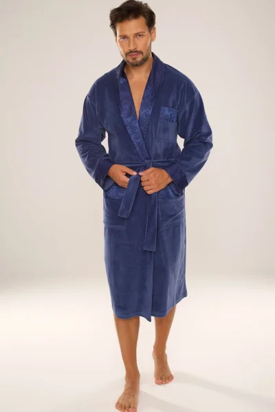 Pánský župan Noble - velur - Modrá