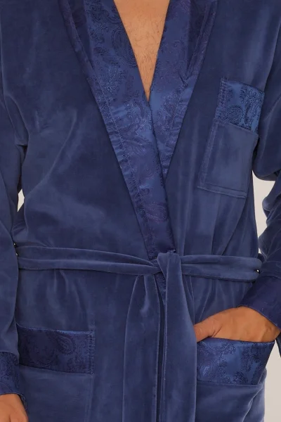 Pánský župan Noble - velur - Modrá