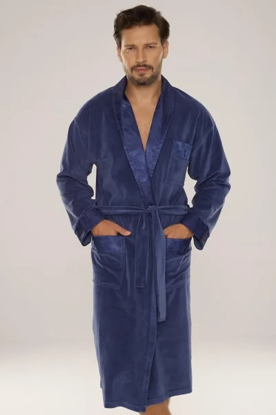 Pánský župan Noble - velur - Modrá