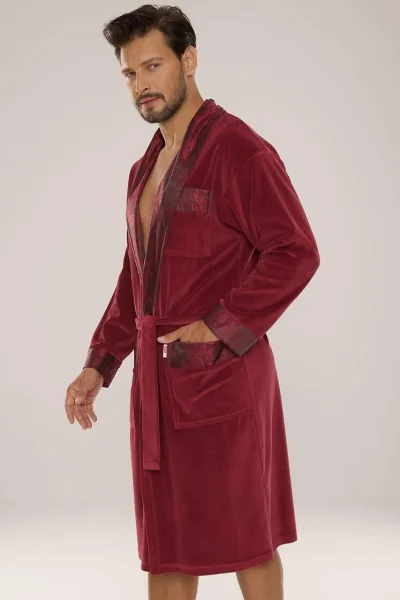 Pánský župan Noble - velur - Bordó