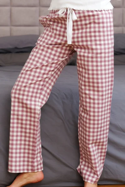 Dámské pyžamo 7302 - bavlněný flanel - Světle růžová