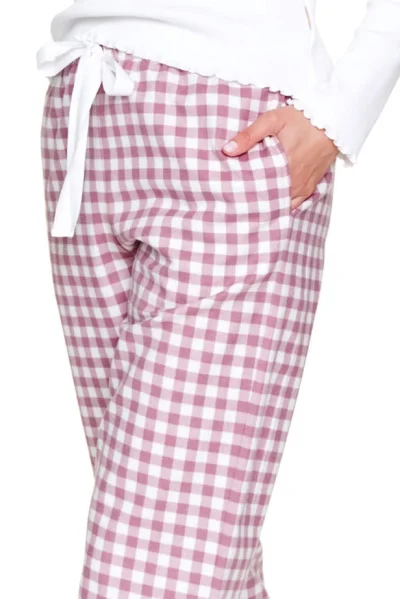 Dámské pyžamo 7302 - bavlněný flanel - Světle růžová