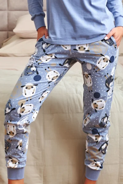 LIGBLU Dámské pyžamo 7346 - bavlna - Světle modrá