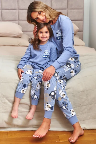 LIGBLU Dámské pyžamo 7346 - bavlna - Světle modrá