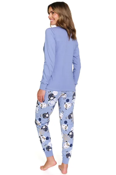 LIGBLU Dámské pyžamo 7346 - bavlna - Světle modrá