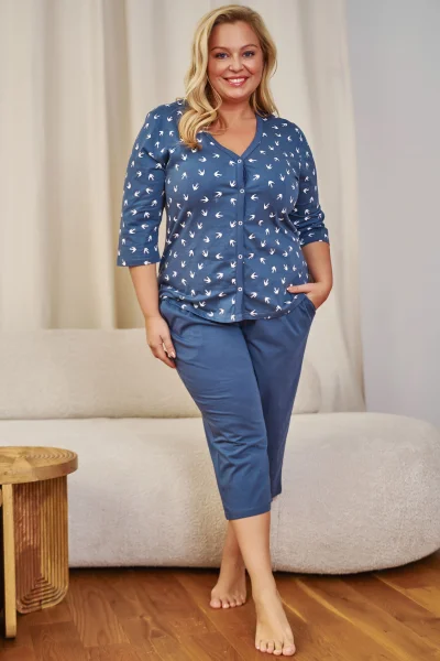 Dámské pyžamo 7265 - bavlna - Modrá