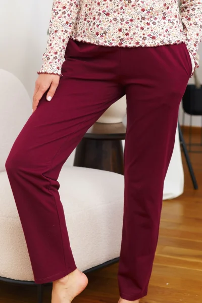 Dámské pyžamo 7307 - bavlna - Vínově-červená