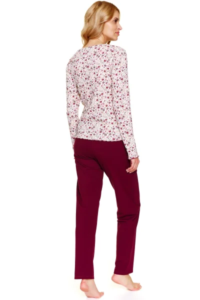 Dámské pyžamo 7307 - bavlna - Vínově-červená