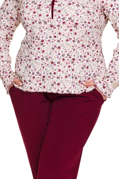 Dámské pyžamo 7307 - bavlna - Vínově-červená