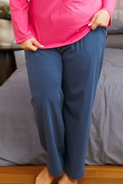 Dámské pyžamo 7328 - bavlna - Růžovo-tmavěmodrá