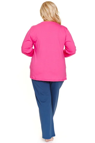 Dámské pyžamo 7328 - bavlna - Růžovo-tmavěmodrá