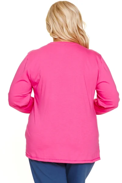 Dámské pyžamo 7328 - bavlna - Růžovo-tmavěmodrá