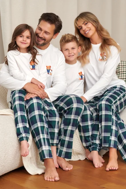 Dámske pyžamo Teddy - bavlna - Bielo-zelená
