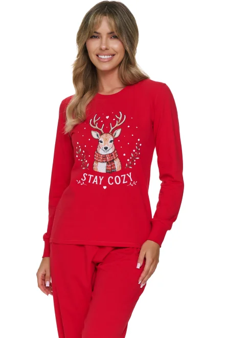 Dámske pyžamo Oh Deer - bavlna - Červená