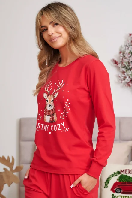 Dámske pyžamo Oh Deer - bavlna - Červená