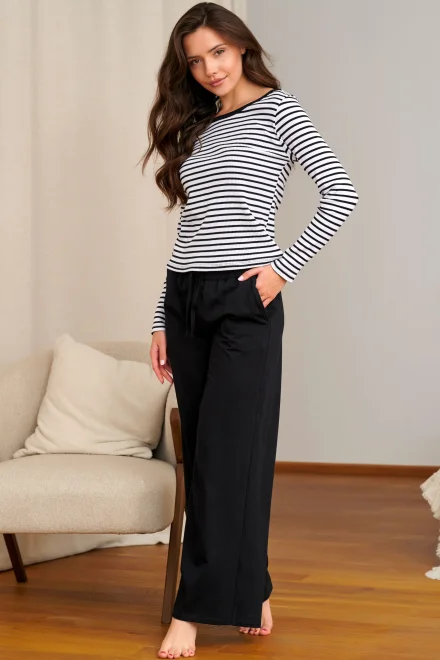 Dámske pyžamo 7538 – bavlna - Čierno-biela