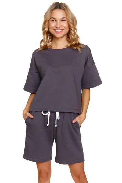 Dámský komplet 7220 - oversize - Šedo-tmavěšedá