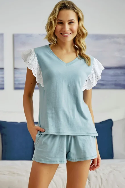 Dámské pyžamo 5362 - bavlna - Světle modrá