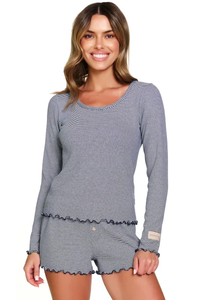 BLU Dámské pyžamo 7176 - bavlna - Modrá