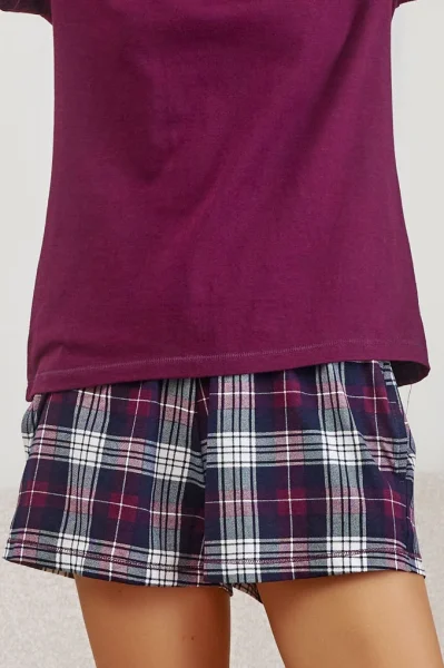 BUR Dámské pyžamo 7200 - bavlna - Vínově-červená