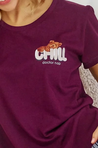 BUR Dámské pyžamo 7200 - bavlna - Vínově-červená