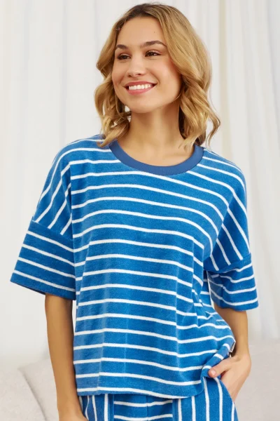 BLU Dámské pyžamo 7226 - bavlna - Modrá