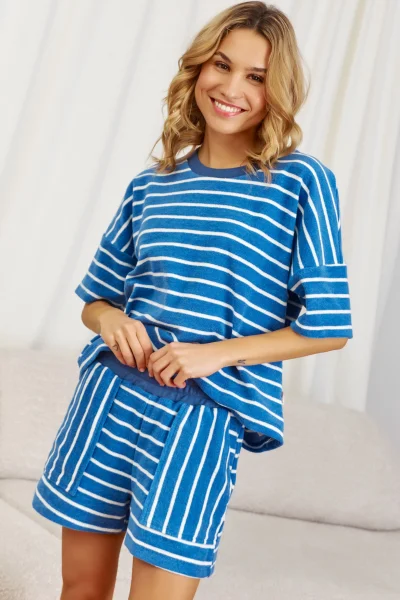 BLU Dámské pyžamo 7226 - bavlna - Modrá