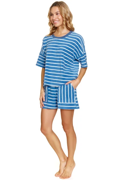 BLU Dámské pyžamo 7226 - bavlna - Modrá