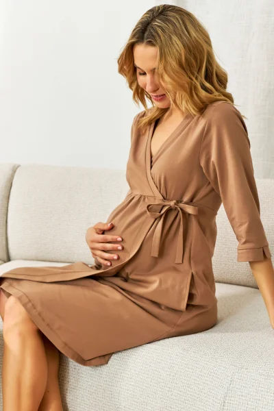 Dámský župan 4243 - bavlna - Světle hnědá