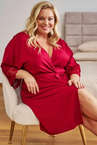 BUR Dámský župan 7261 - bavlna - Vínově-červená