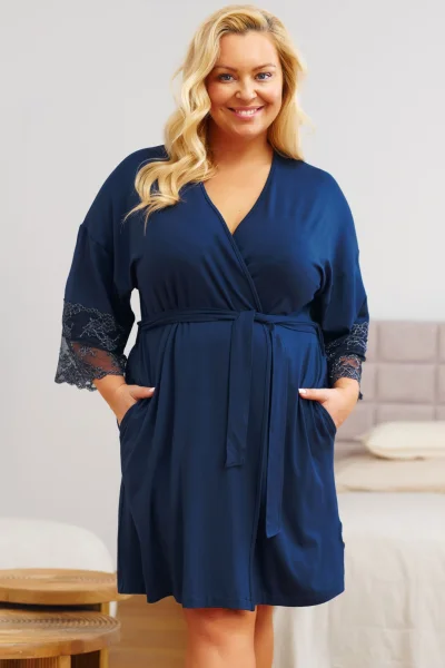 DARBLU Dámský župan 7261 - bavlna - Tmavě modrá