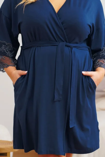 DARBLU Dámský župan 7261 - bavlna - Tmavě modrá